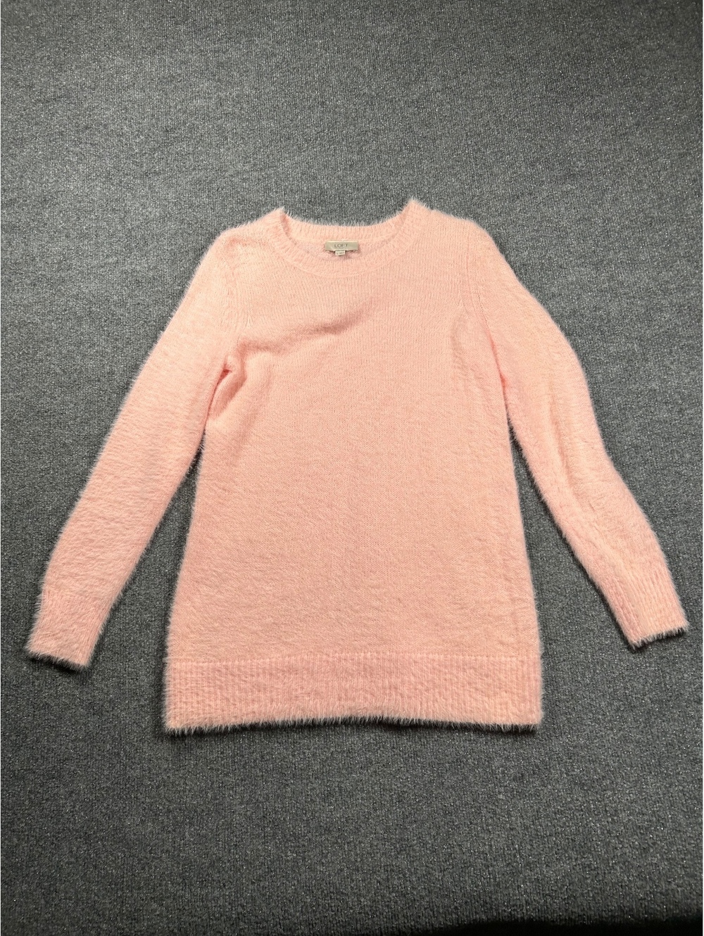 LOFT Soft Pink Fuzzy Crew Neck Sweater Size Small